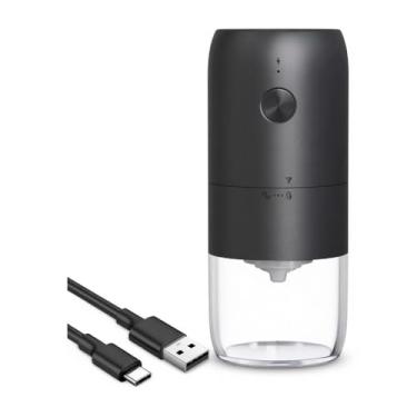 Imagem de Moedor de Café Elétrico Portátil, Moinho Automático para Grãos com Carregamento USB, Sem Fio, Design Compacto em Preto