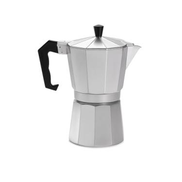 Imagem de Cafeteira Italiana em Alumínio Polido, 6 Xícaras, 300ml, Prata, Desmontável com Válvula de Proteção