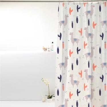 Imagem de Box Banheiro, Cortina Box Poliéster 198cm X 180cm com Ganchos Impermeável - Antimofo, Cortina Banheiro, Resistente(Lhama)