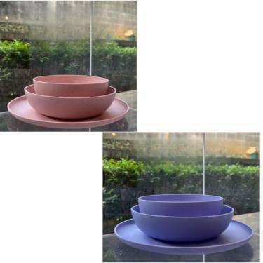 Imagem de ogo de 3 Pratos Resistente Linha Colours – Variedade de Cores, Livre de BPA e Uso no Micro-ondas | Prato Raso, Fundo e Bowl Modernos(Kit 2 jogos pratos Rosa p/Lava)