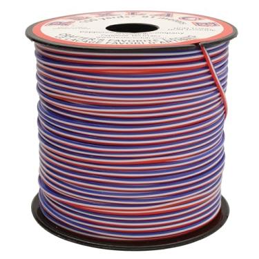 Imagem de Rexlace Cordão de plástico plano – Cordão trançado Boondoggle sem látex, vermelho/branco/azul, 0,092" de largura, 0,035" de espessura, 100 jardas (91 metros)