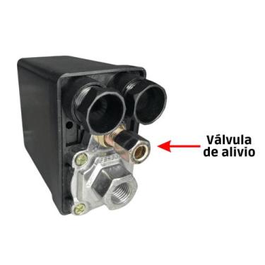 Imagem de Pressostato De Botão Para Compressor, 135/175 Psi, 1 Via - Odin