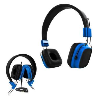 Imagem de Fone de Ouvido Infantil Azul Dobrável Com Fio Headset - JSX