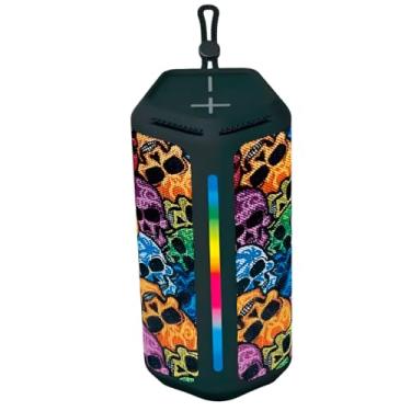 Imagem de Caixa de Som Bluetooth Portátil, 16W, À Prova D'água IPX6, LED RGB, Bateria 1500mAh, USB/TF/FM/AUX, 21x9x9.3cm (Caveira)