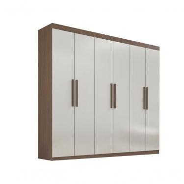 Imagem de Guarda Roupa Casal 6 Portas Sem Pés Leblon D' Doro Castanho/off White