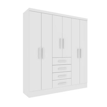 Imagem de Guarda Roupa Casal 6 Portas 4 Gavetas Arizona S/ Espeho S/ Pés - Tcil Neve