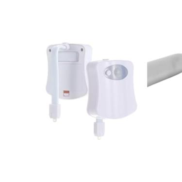 Imagem de Luminária LED para Vaso Sanitário com Sensor de Movimento, 8 Cores, Haste Flexível Ajustável, Alimentação por Pilhas AAA, Iluminação Automática para Banheiro