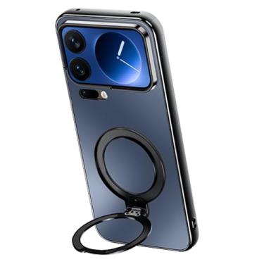 Imagem de LTLMYDAM Capa fosca para Xiaomi 17 Pro Max/17 Pro/17, anel magnético giratório, revestimento ultrafino, resistente a impactos, capa de policarbonato legal, azul, 17