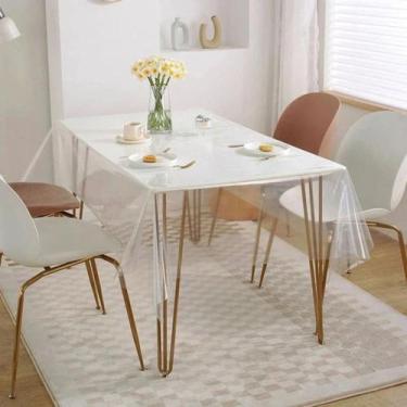 Imagem de Toalha De Mesa Plastico Transparente Impermeável 1,80 X 1,80 Sala Jant