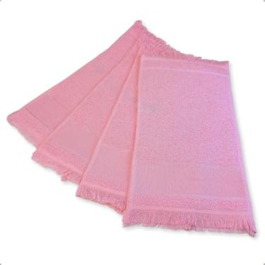 Imagem de 10 Toalha Social De Mão Visita Toalhinha do Boca com Barra em Etamine (Rosa Bebê)