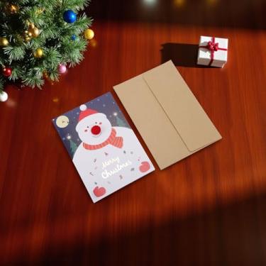 Imagem de 1 conjunto de cartão de felicitações de Natal chapéu vermelho de Natal com papel envelope azul marinho branco 15 x 10 cm