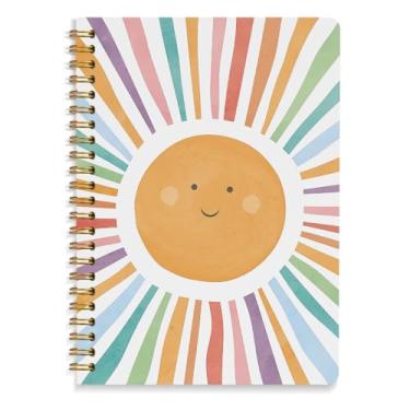 Imagem de Boho Sunshine Caderno Diário, Caderno Estético Colorido Sorriso Sol, Material Escolar Boho Escritório, Caderno Espiral de Capa Dura Sunshine 14 x 21 cm