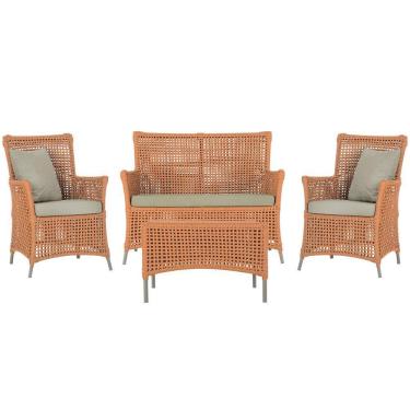 Imagem de Jogo Sofá E 2 Poltronas E Mesa Igapó Fendi E7 Trama Original Terra Cota