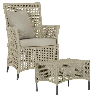 Imagem de Poltrona E Mesa Igapó Em Alumínio Preta Corda Náutica E7 Rami