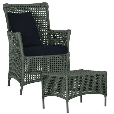 Imagem de Poltrona E Mesa Igapó Em Alumínio Preta Corda Náutica E12 Verde