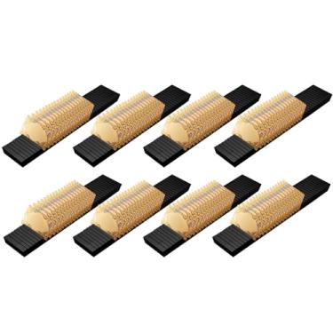 Imagem de LECEHIVO 8 peças de suporte de crachá de madeira para exibição de placa de mesa, bandeja organizadora para cartões de notas e cartões de visita de mesa de escritório (50 x 9 x 2 cm, preto)