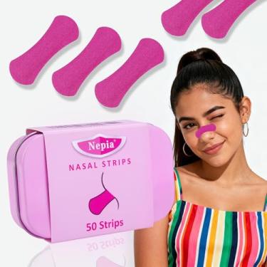 Imagem de Nepia Pacote com 50 tiras nasais extrafortes – suporte de respiração sem látex e sem drogas para desempenho esportivo e conforto diurno | Pacote sortido feminino com cores vermelho rosa (arco)