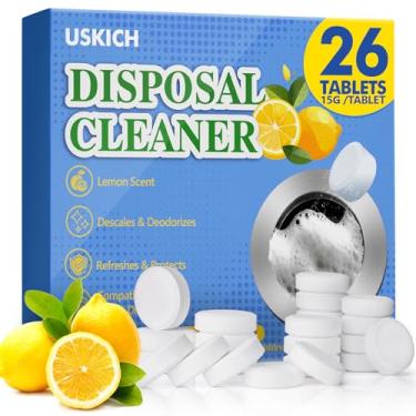 Imagem de Desodorizante para limpeza de lixo, pacote com 26, XL limpadores de pia de cozinha com espuma potente - limpador de descarte com aroma de limão fresco, limpeza natural do triturador de lixo - 1 ano de
