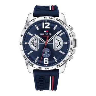 Imagem de Tommy Hilfiger Relógio masculino Decker com mostrador azul e pulseira de borracha azul 1791476
