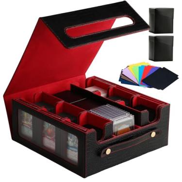 Imagem de Scimi MTG Deck Box, caixa de cartão modular de 9 baralhos com bandeja de dados comporta mais de 1000 cartas de manga dupla, caixa de armazenamento removível para TCG, cartas esportivas, mágica, YuGiOh