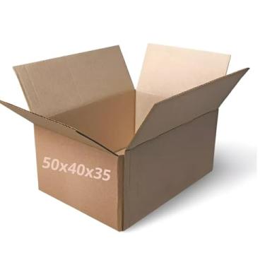 Imagem de Genérico Caixa de Papelão Reforçada Triplex, Marrom-claro, 50x40x35 cm, Pacote com 5 Unidades