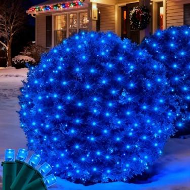 Imagem de Wabarle Luzes LED de rede de Natal para arbustos ao ar livre, 120 LED 1,5 m x 1,8 m conectáveis com certificação UL para arbustos, arbustos de árvores, tronco de Natal, decorações de Natal com fio