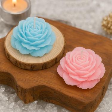 Imagem de Velas Rosa Kit 5 Flor decoração festa lembrancinha casamento eventos 30g (Azul)
