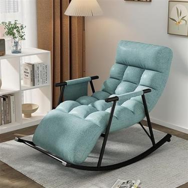 Imagem de FENOKD Cadeira de balanço moderna para berçário com tecido tecnológico respirável, encosto ajustável e apoios de braço, confortável, sala de estar, quarto ou jardim, cadeira de balanço para relaxar
