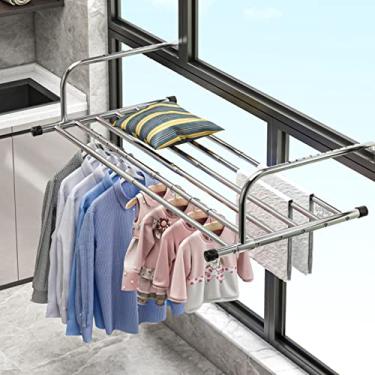 Imagem de Rack de secagem retrátil dobrável interno para roupas, suporte de parede para roupas, rack de secagem de roupa de aço inoxidável, escorredor de roupas para varanda, sapatos, meias, toalhas, toalhas