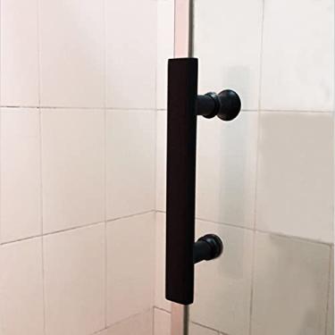 Imagem de Maçaneta da porta do chuveiro, substituição do compartimento do chuveiro, barra de maçanetas cromadas em preto fosco, botão de porta de entrada moderno