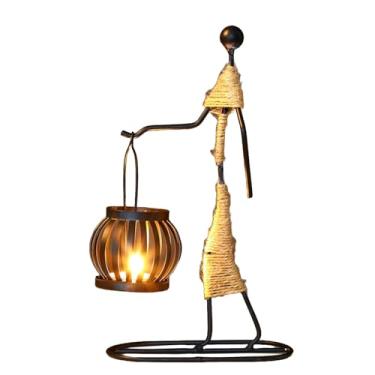 Imagem de Apoio de vela ferro em forma garota vintage retrô lanterninha decorativa para decoração casa velas