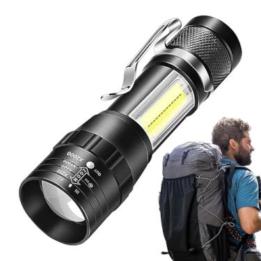 Imagem de Lanterna LED, Lanterna recarregável - LED à prova d'água | poderosa ajustável de 3 modos com luz lateral COB para caminhadas, viagens, acampamento