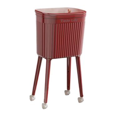 Imagem de YWJLQH Lixeira com Rodas, Lixeira, Lixeira de Perna Alta para Banheiro, vermelho
