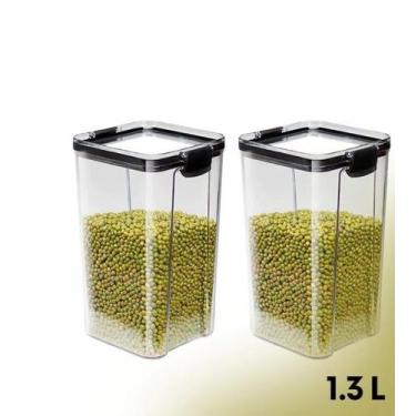 Imagem de Kit 2 Potes Herméticos Organizadores De Alimentos 1300ml - Genérica