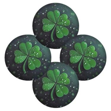 Imagem de ATTX Jogo americano redondo trevo verde para mesa de jantar, jogo americano de decoração do dia de São Patrício, tapetes para mesa de cozinha para 4#2