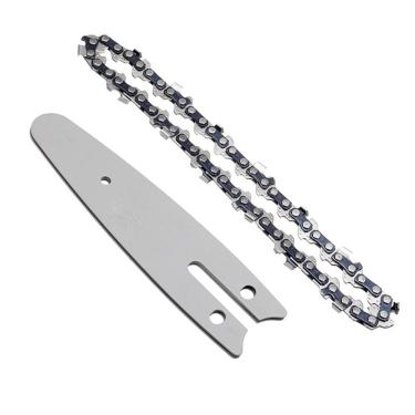 Imagem de Corrente Com Placa Guia Mini Motosserra Kit Sabre Serrinha 4 Polegadas