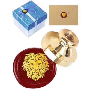 Imagem de 1 cabeça de carimbo de lacre de cera de latão de leão, carimbo de cera de vedação vintage, sem alça, cabeça de latão de substituição para envelopes, convite de festa, casamento, cartão de Ação de