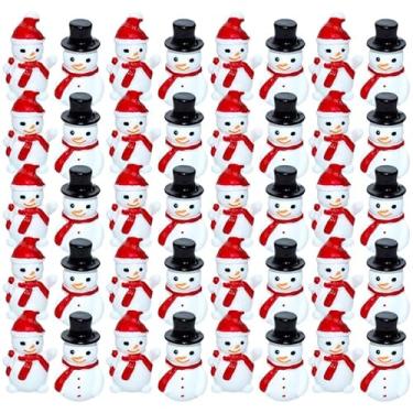 Imagem de BESPORTBLE 40 peças estatuetas de boneco de neve miniatura de resina de Natal mini enfeites de boneco de neve para decoração de férias DIY suprimentos de festa