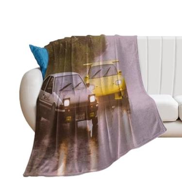 Imagem de HouLaiZhe Cobertor Super Macio Flanela JDM Carro Branco Se86 Amarelo Rx7 Drift Rainy Day Cobertores de Refrigeração Leve para Sofá-Cama Cadeira Sofá Carro Viagem ao Ar Livre Leve Quente 152 cm x 203