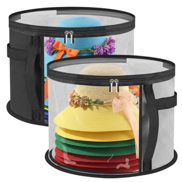 Imagem de ZHLKHIOP Caixa organizadora de chapéus para armazenamento de chapéus de cowboy, caixas de chapéu para mulheres, preto e cinza clássico