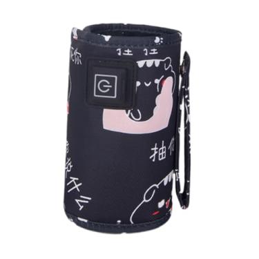 Imagem de menolana Aquecedor de mamadeira portátil com USB, 3 temperaturas, mantém a mamadeira aquecida em viagens, compras e em casa, Gato Preto