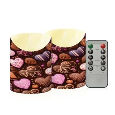 Imagem de Wassud Pacote com 2 velas sem chama Sweet Love com controle remoto, velas realistas cintilantes com temporizador, velas decorativas para Natal, casamento, festa, decoração de casa pequena