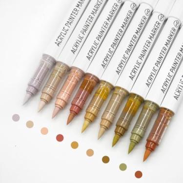Imagem de Yolaka Marcadores de tinta acrílica à base de água, conjunto de 9 cores de canetas de tinta acrílica com ponta de pincel macio, caneta marcador para pintura rupestre, ovo, madeira, vidro, papel, tinta