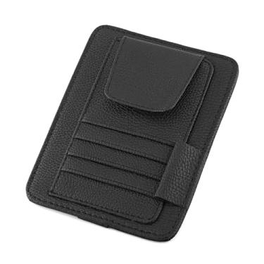 Imagem de Generic Carro Adequado para Suporte de Armazenamento de Viseira Solar Organizador de óculos de Couro PU Compacto para Cartão de Caneta Preto Bege Laranja Marrom, Tamanho 6 "x 5", Decoração de (Preto)