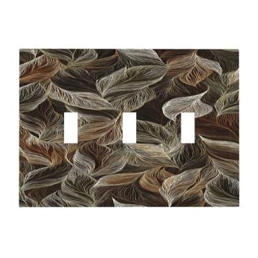 Imagem de Naiqadnehz Placa decorativa para interruptor de luz, boho, linha multicolorida, botânica, placa de parede de 3 grupos, capa de tomada elétrica para sala de estar, decoração de casa