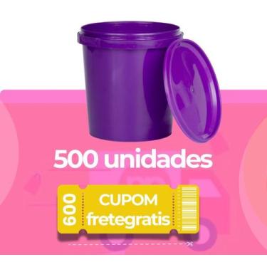 Imagem de Pote Plástico Atóxico 1 Litro Roxo com Tampa Lacre BPA Free - Kit com 
