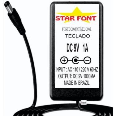 Imagem de Fonte DC 9V para Teclado Eletrônico Concertmate - Bivolt 1000mA - Star