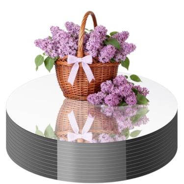 Imagem de Cunnikku Pacote com 11 mesas de espelhos redondos para centros de mesa, espelhos redondos de acrílico, bandejas para casamento, chá de bebê, festa de Natal, noivado, centros de mesa, decorações de