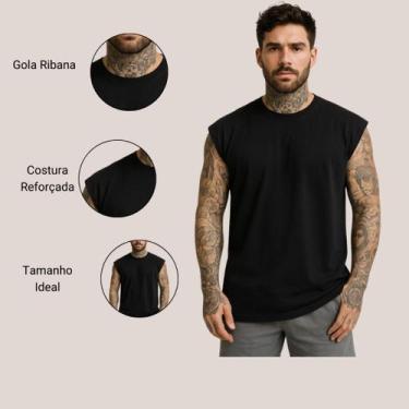 Imagem de Camiseta Regata Oversized Masculina Academia Machão Treino Longline Li