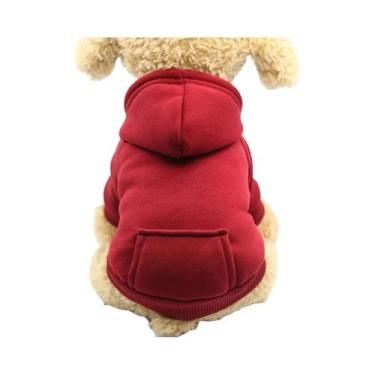 Imagem de Suéter Para Cães Com Capuz, Quente E Grosso, Cor Sólida, Roupas Para A